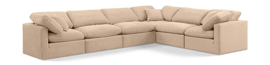 Meridian Furniture - Indulge Beige Velvet Modular Sectional - 6Pc - 147Beige-Sec6A veiw 1