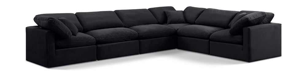 Meridian Furniture - Indulge Black Velvet Modular Sectional - 6Pc - 147Black-Sec6A veiw 1