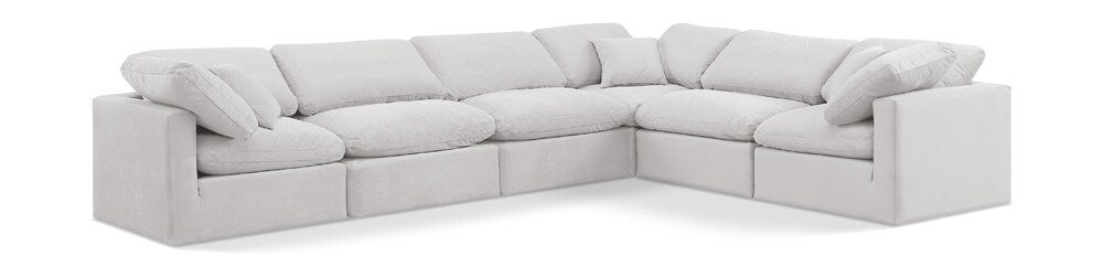 Meridian Furniture - Indulge Cream Velvet Modular Sectional - 6Pc - 147Cream-Sec6A veiw 1