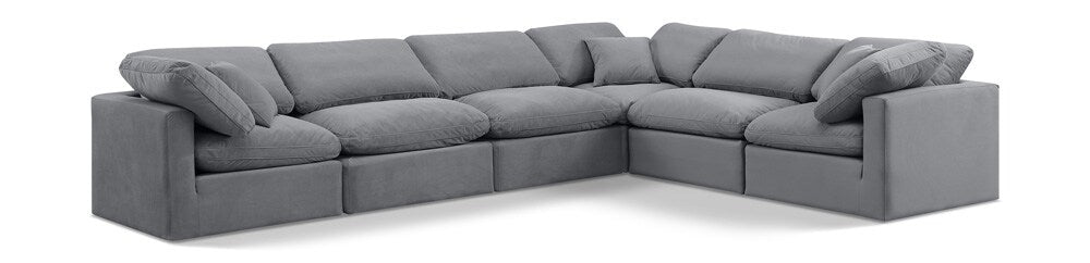 Meridian Furniture - Indulge Grey Velvet Modular Sectional - 6Pc - 147Grey-Sec6A veiw 1