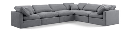 Meridian Furniture - Indulge Grey Velvet Modular Sectional - 6Pc - 147Grey-Sec6A veiw 1