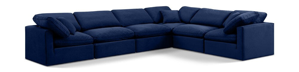 Meridian Furniture - Indulge Navy Velvet Modular Sectional - 6Pc - 147Navy-Sec6A veiw 1