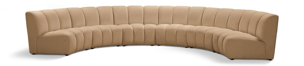 Meridian Furniture - Infinity Camel Velvet 6pc. Modular Sectional - 638Camel-6PC veiw 1