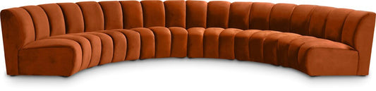 Meridian Furniture - Infinity Cognac Velvet 6pc. Modular Sectional - 638Cognac-6PC veiw 1