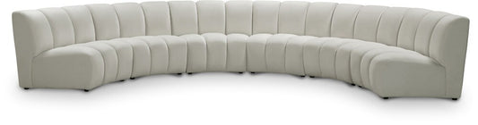 Meridian Furniture - Infinity Cream Velvet 6pc. Modular Sectional - 638Cream-6PC veiw 1
