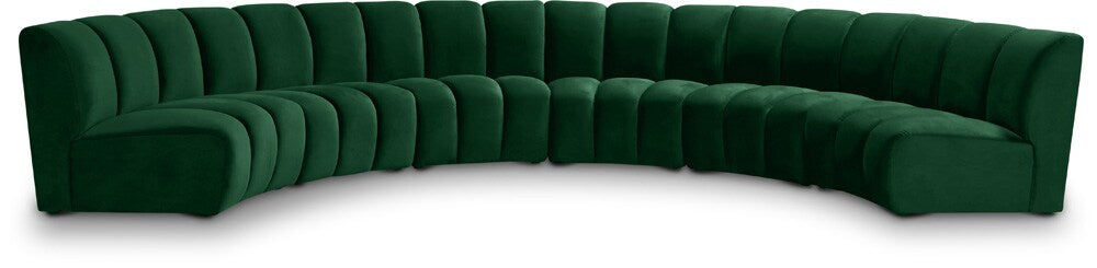 Meridian Furniture - Infinity Green Velvet 6pc. Modular Sectional - 638Green-6PC veiw 1