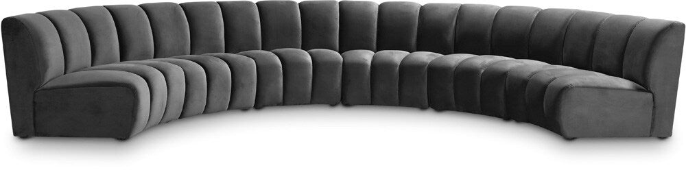 Meridian Furniture - Infinity Grey Velvet 6pc. Modular Sectional - 638Grey-6PC veiw 1