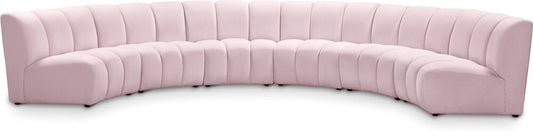 Meridian Furniture - Infinity Pink Velvet 6pc. Modular Sectional - 638Pink-6PC veiw 1