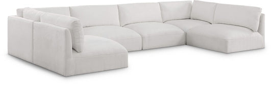 Meridian Furniture - Ease Cream Polyester Fabric Modular Sectional - 6Pc - 696Cream-Sec6A veiw 1