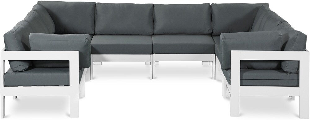 Meridian Furniture - Nizuc Grey Water Resistant Fabric Outdoor Patio Modular Sectional - 8Pc - 375Grey-Sec8B veiw 1