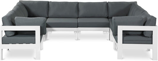 Meridian Furniture - Nizuc Grey Water Resistant Fabric Outdoor Patio Modular Sectional - 8Pc - 375Grey-Sec8B veiw 1