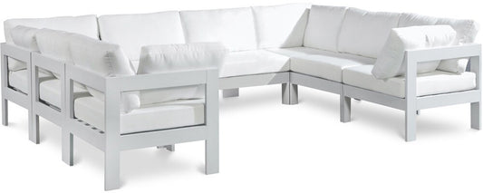Meridian Furniture - Nizuc White Water Resistant Fabric Outdoor Patio Modular Sectional - 8Pc - 375White-Sec8B veiw 1