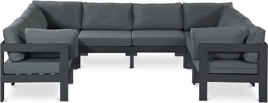 Meridian Furniture - Nizuc Grey Water Resistant Fabric Outdoor Patio Modular Sectional - 8Pc - 376Grey-Sec8B veiw 1