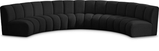 Meridian Furniture - Infinity Black Boucle Fabric 5pc. Modular Sectional - 643Black-5PC veiw 1