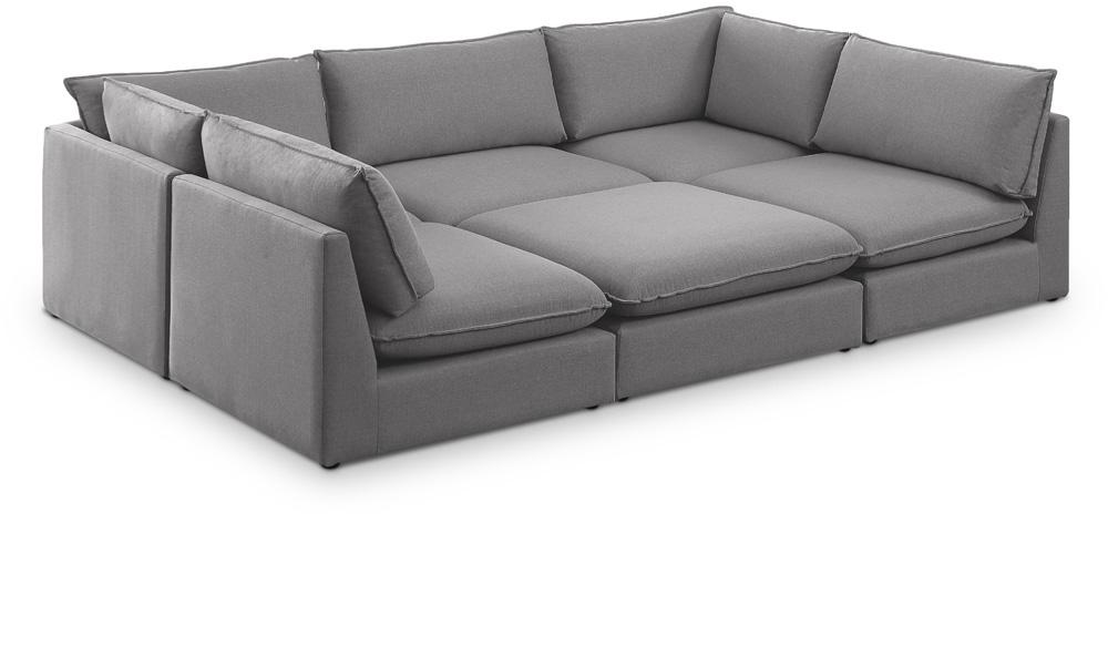 Meridian Furniture - Mackenzie Grey Durable Linen Textured Modular Sectional - 6Pc - 688Grey-Sec6D veiw 1