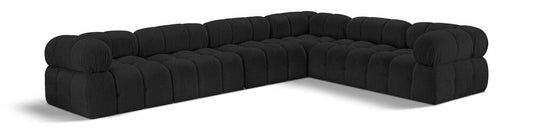 Meridian Furniture - Ames Black Boucle Fabric Modular Sectional - 6Pc - 611Black-Sec6F veiw 1
