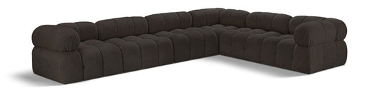 Meridian Furniture - Ames Brown Boucle Fabric Modular Sectional - 6Pc - 611Brown-Sec6F veiw 1
