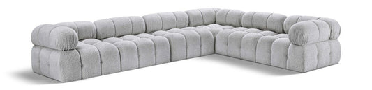Meridian Furniture - Ames Grey Boucle Fabric Modular Sectional - 6Pc - 611Grey-Sec6F veiw 1