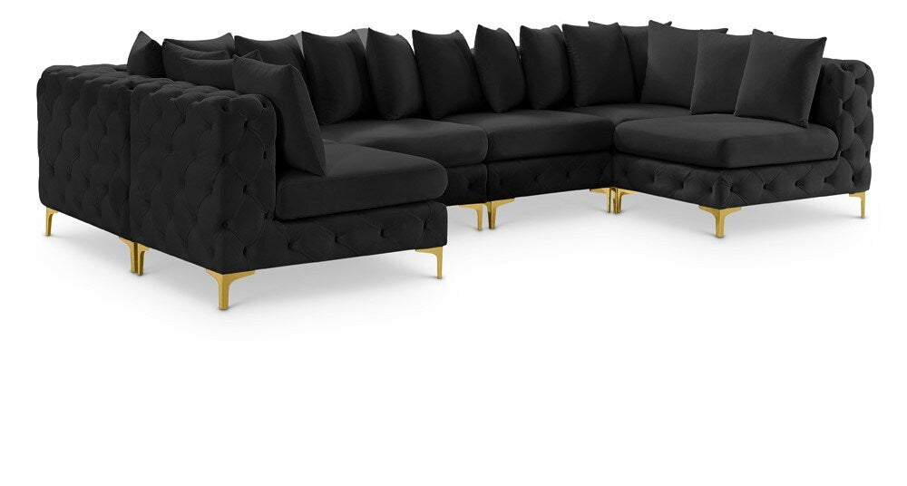 Meridian Furniture - Tremblay Black Velvet Modular Sectional - 6Pc - 686Black-Sec6B veiw 1
