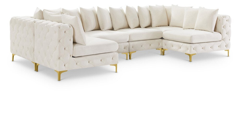 Meridian Furniture - Tremblay Cream Velvet Modular Sectional - 6Pc - 686Cream-Sec6B veiw 1