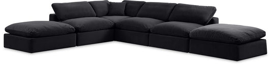 Meridian Furniture - Comfy Black Velvet Modular Sectional - 6Pc - 189Black-Sec6E veiw 1