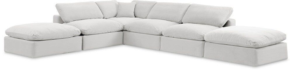 Meridian Furniture - Comfy Cream Velvet Modular Sectional - 6Pc - 189Cream-Sec6E veiw 1
