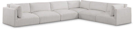 Meridian Furniture - Ease Cream Polyester Fabric Modular Sectional - 6Pc - 696Cream-Sec6D veiw 1
