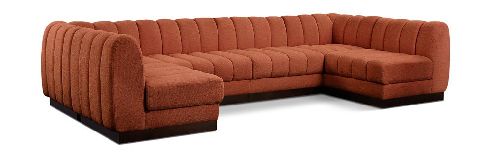 Meridian Furniture - Quinn Cognac Chenille Fabric Modular Sectional - 6Pc - 124Cognac-Sec6A veiw 1