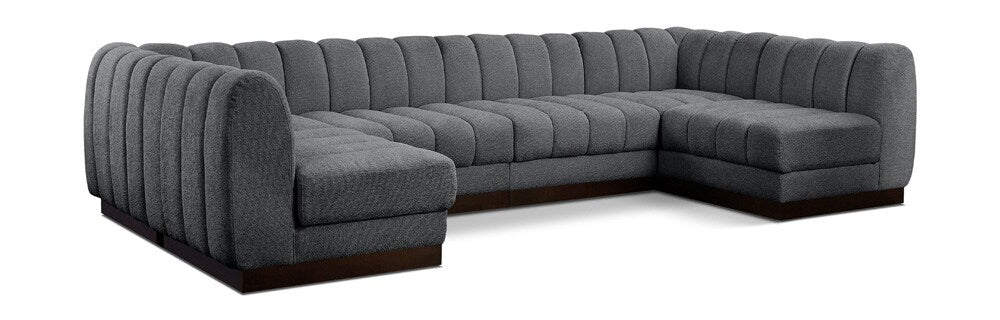 Meridian Furniture - Quinn Grey Chenille Fabric Modular Sectional - 6Pc - 124Grey-Sec6A veiw 1