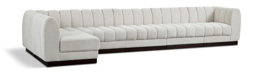 Meridian Furniture - Quinn Cream Chenille Fabric Modular Sectional - 6Pc - 124Cream-Sec6B veiw 1