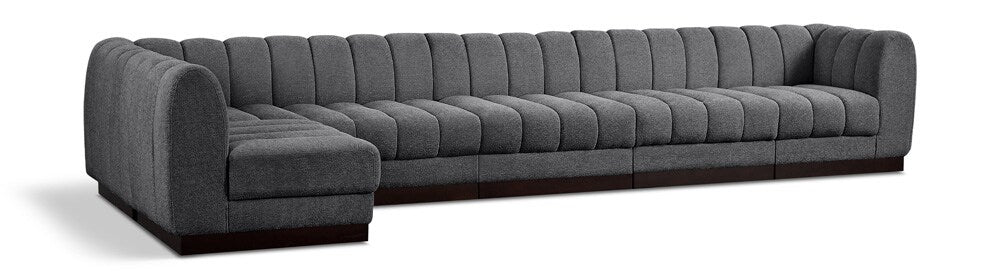 Meridian Furniture - Quinn Grey Chenille Fabric Modular Sectional - 6Pc - 124Grey-Sec6B veiw 1