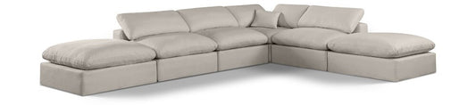 Meridian Furniture - Comfy Beige Linen Textured Fabric Modular Sectional - 6Pc - 187Beige-Sec6E veiw 1