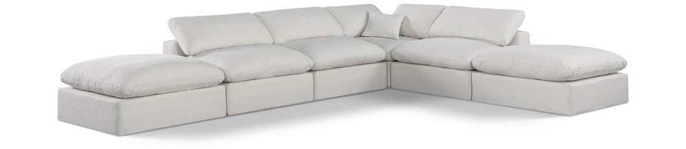 Meridian Furniture - Comfy Cream Linen Textured Fabric Modular Sectional - 6Pc - 187Cream-Sec6E veiw 1