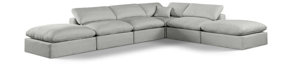 Meridian Furniture - Comfy Grey Linen Textured Fabric Modular Sectional - 6Pc - 187Grey-Sec6E veiw 1