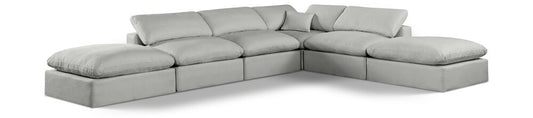Meridian Furniture - Comfy Grey Linen Textured Fabric Modular Sectional - 6Pc - 187Grey-Sec6E veiw 1