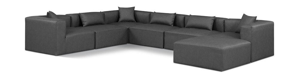 Meridian Furniture - Cube Charcoal Grey Vegan Leather Modular Sectional - 7Pc - 668Grey-Sec7A veiw 1