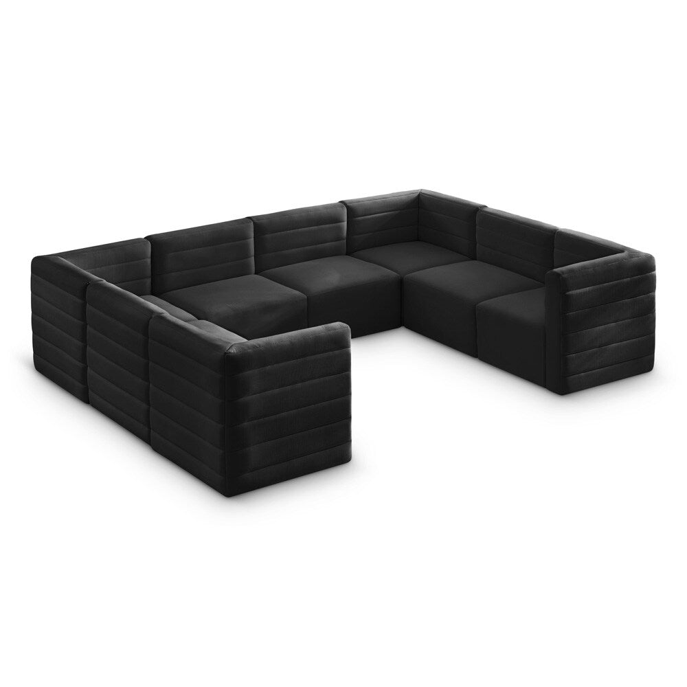 Meridian Furniture - Quincy Black Velvet Modular Sectional - 8Pc - 677Black-Sec8A veiw 1