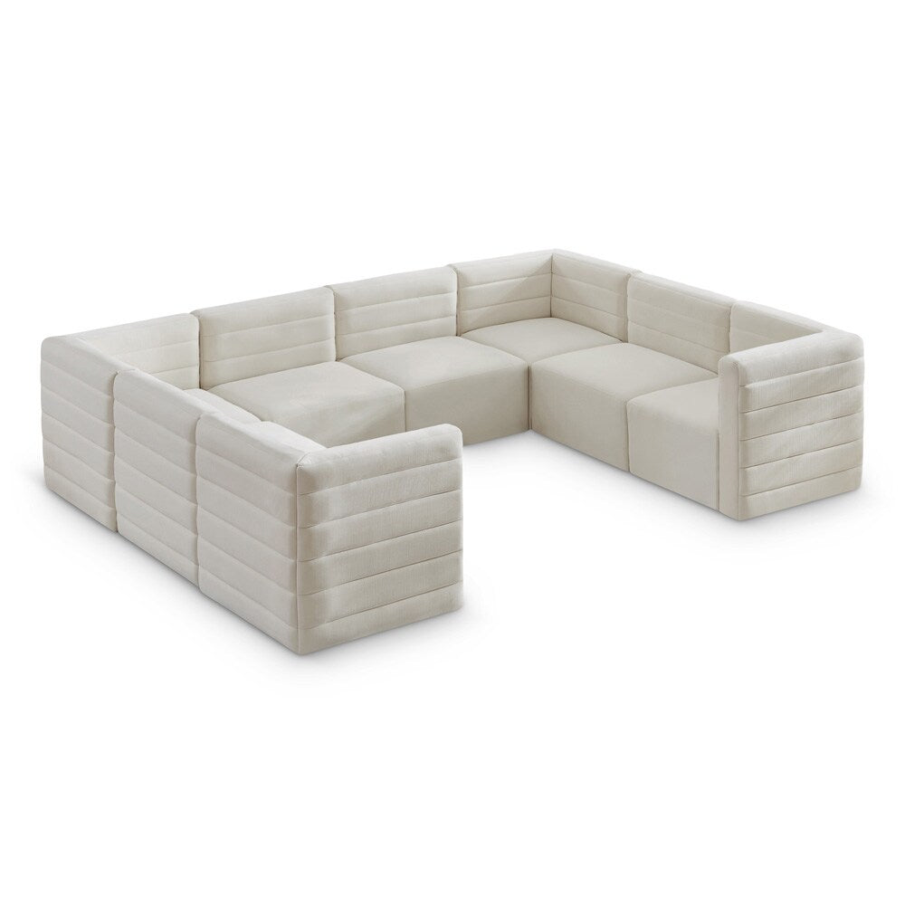 Meridian Furniture - Quincy Cream Velvet Modular Sectional - 8Pc - 677Cream-Sec8A veiw 1