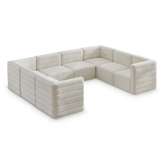 Meridian Furniture - Quincy Cream Velvet Modular Sectional - 8Pc - 677Cream-Sec8A veiw 1