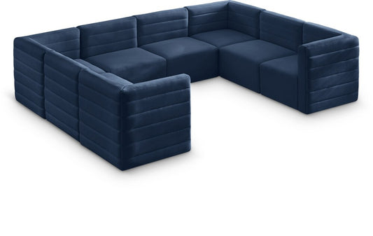 Meridian Furniture - Quincy Navy Velvet Modular Sectional - 8Pc - 677Navy-Sec8A veiw 1