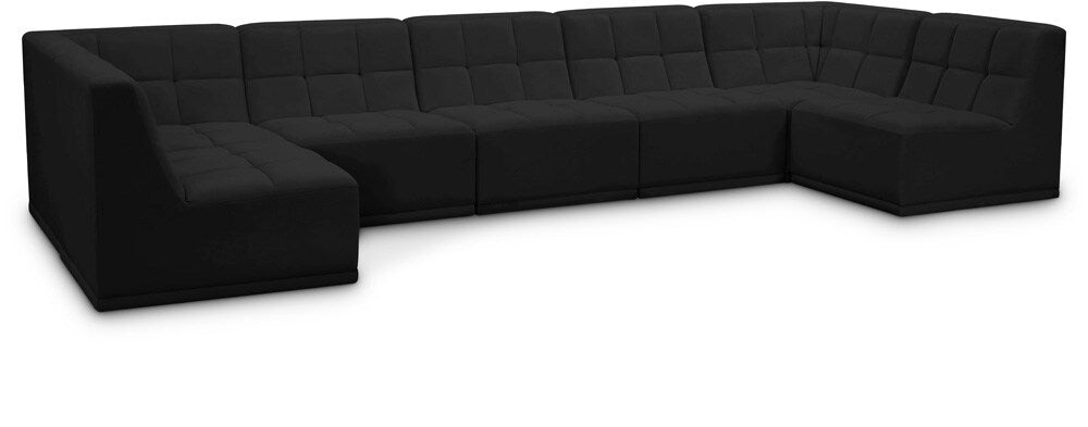 Meridian Furniture - Relax Black Velvet Modular Sectional - 7Pc - 650Black-Sec7A veiw 1