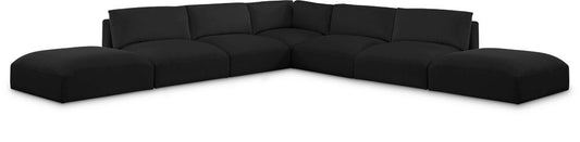 Meridian Furniture - Ease Black Polyester Fabric Modular Sectional - 7Pc - 696Black-Sec7C veiw 1