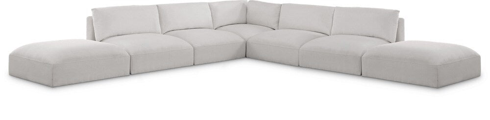Meridian Furniture - Ease Cream Polyester Fabric Modular Sectional - 7Pc - 696Cream-Sec7C veiw 1