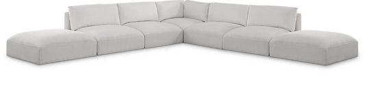 Meridian Furniture - Ease Cream Polyester Fabric Modular Sectional - 7Pc - 696Cream-Sec7C veiw 1
