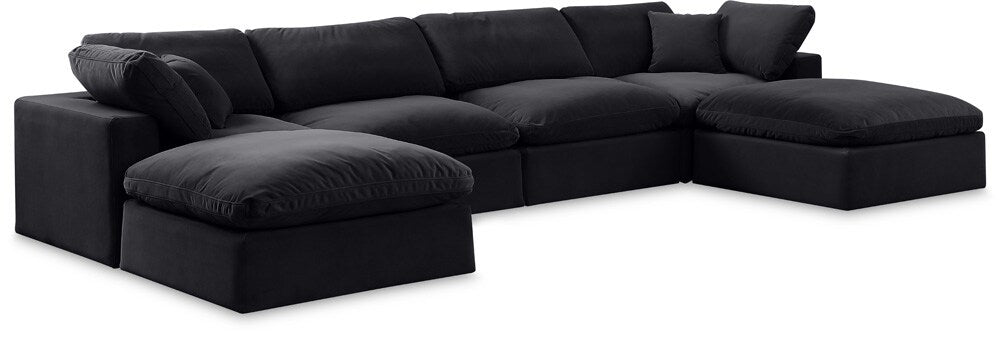 Meridian Furniture - Comfy Black Velvet Modular Sectional - 6Pc - 189Black-Sec6B veiw 1
