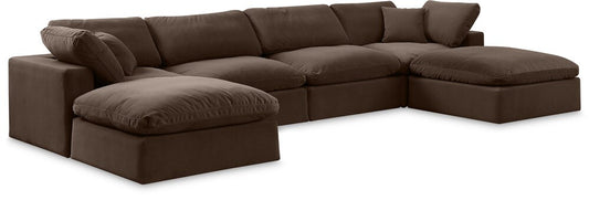 Meridian Furniture - Comfy Brown Velvet Modular Sectional - 6Pc - 189Brown-Sec6B veiw 1