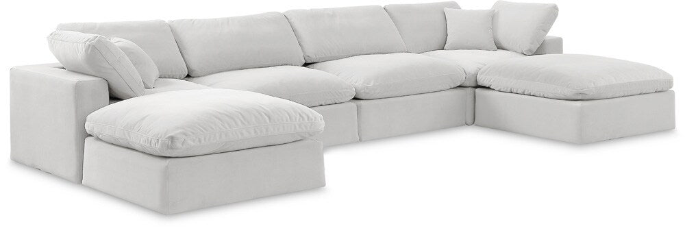 Meridian Furniture - Comfy Cream Velvet Modular Sectional - 6Pc - 189Cream-Sec6B veiw 1