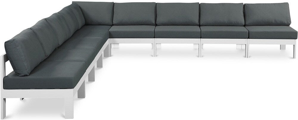Meridian Furniture - Nizuc Grey Water Resistant Fabric Outdoor Patio Modular Sectional - 9Pc - 375Grey-Sec9A veiw 1