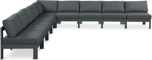Meridian Furniture - Nizuc Grey Water Resistant Fabric Outdoor Patio Modular Sectional - 9Pc - 376Grey-Sec9A veiw 1