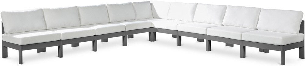 Meridian Furniture - Nizuc White Water Resistant Fabric Outdoor Patio Modular Sectional - 9Pc - 376White-Sec9A veiw 1
